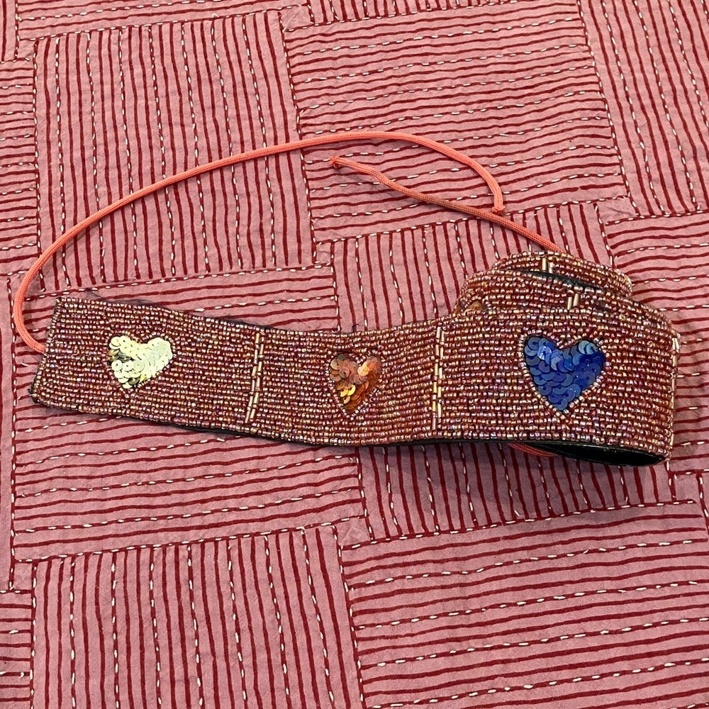 Beaded sequined handmade heart design Women's Belt